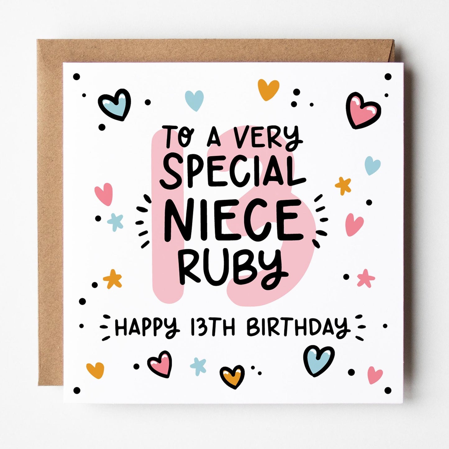 Niece 13th Birthday Card • Personalised 13th Birthday Card For Niece • 13 Today Niece Birthday Card • Niece