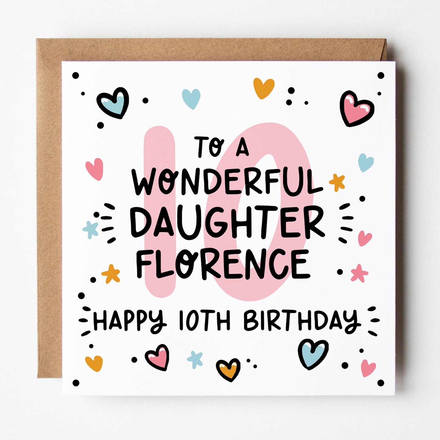 Daughter 10th Birthday Card • Personalised 10th Birthday Card For Daughter • 10 Daughter Birthday • Daughters 10th • Double Digits 10