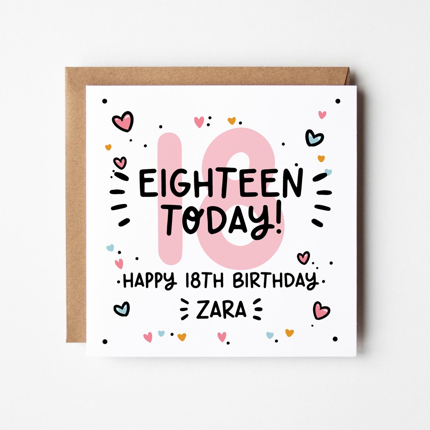 Personalised 18th Birthday Card for Girls • Birthday Number Card • Girl's Birthday Card