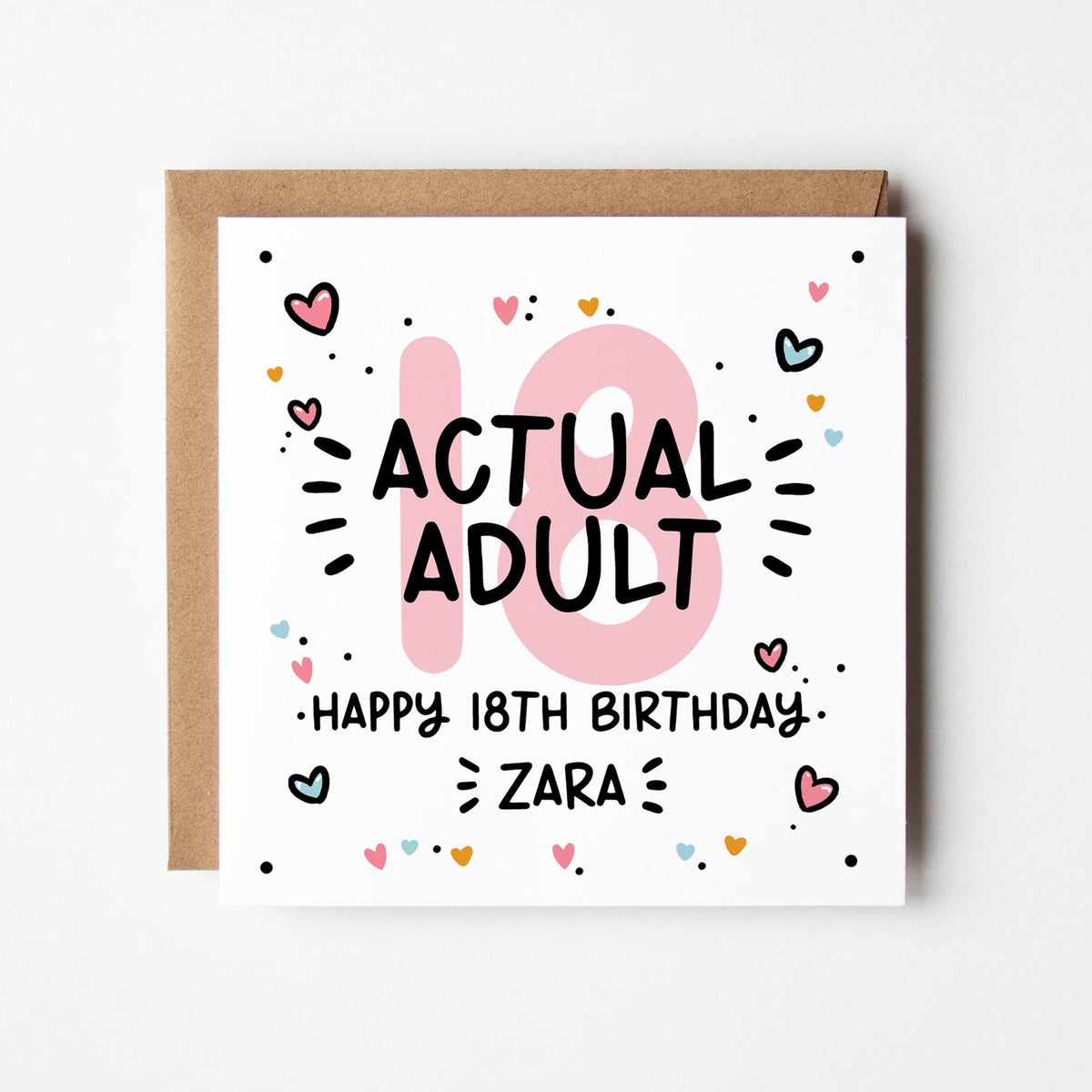 18th Birthday Card • Personalised 18th Birthday Card For Girls • Actual Adult 18th Birthday Card •