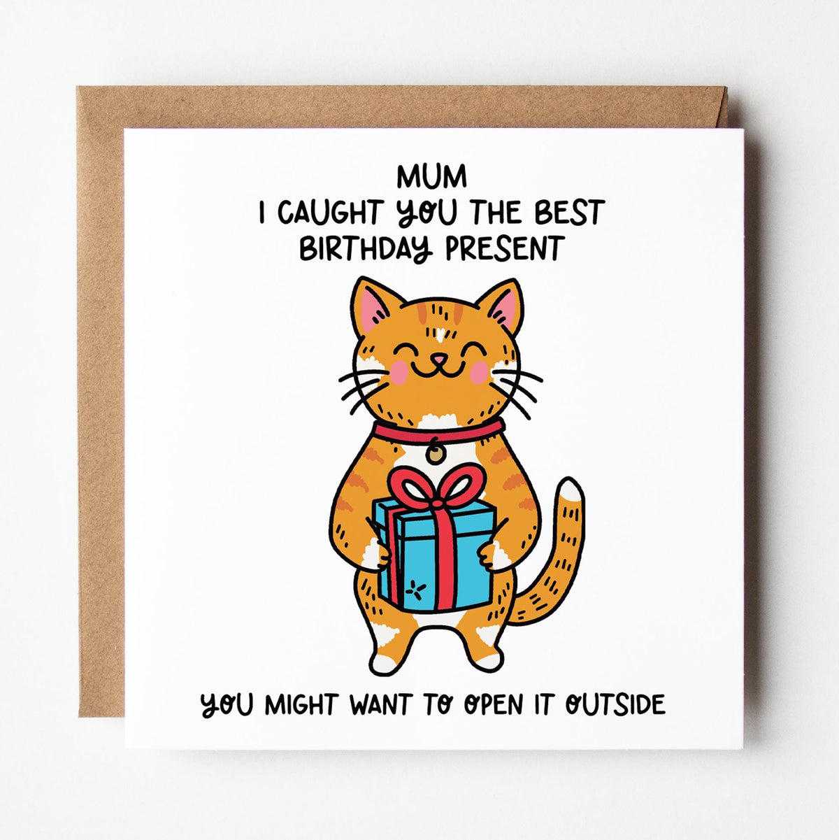 Birthday Card From The Cat: For Cat Lover, Personalised, with Kraft Envelope