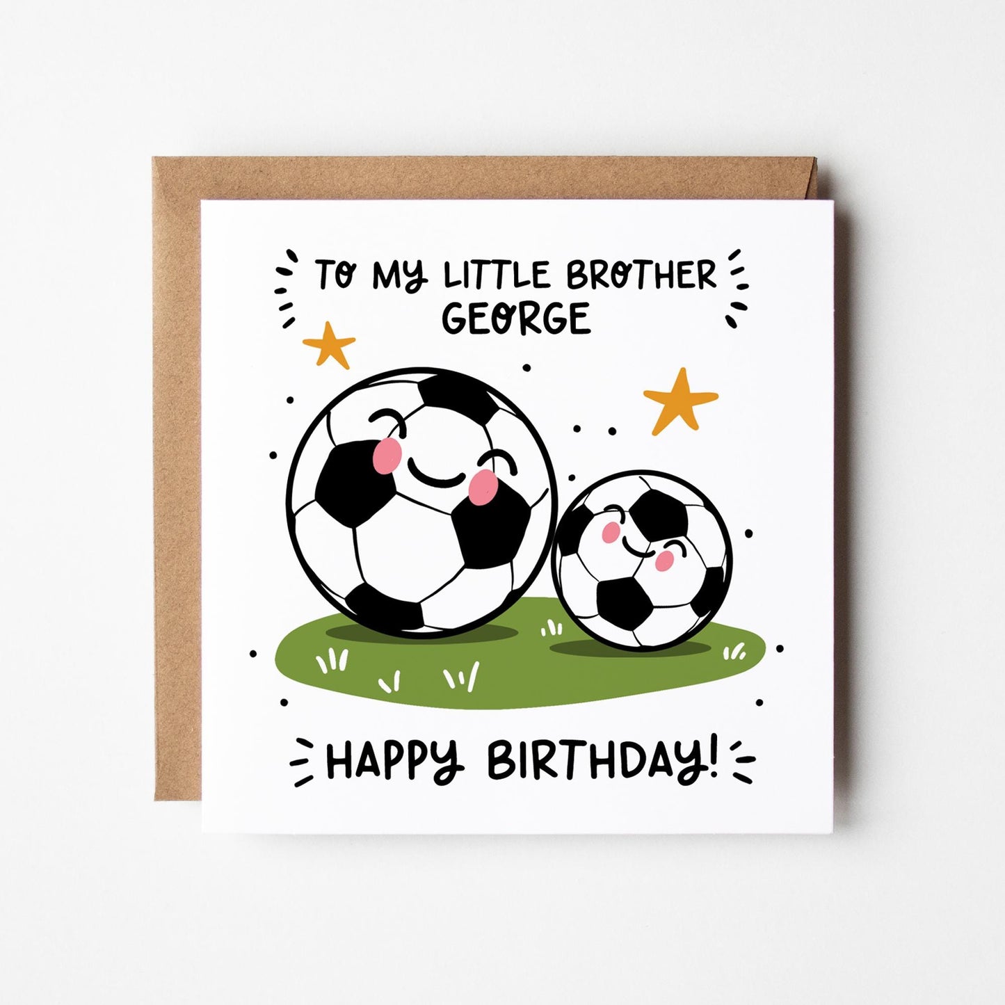 Little Brother Birthday Card • Personalised Football Little Brother Card • Happy Birthday Little Brother Card • Best Little Brother Card