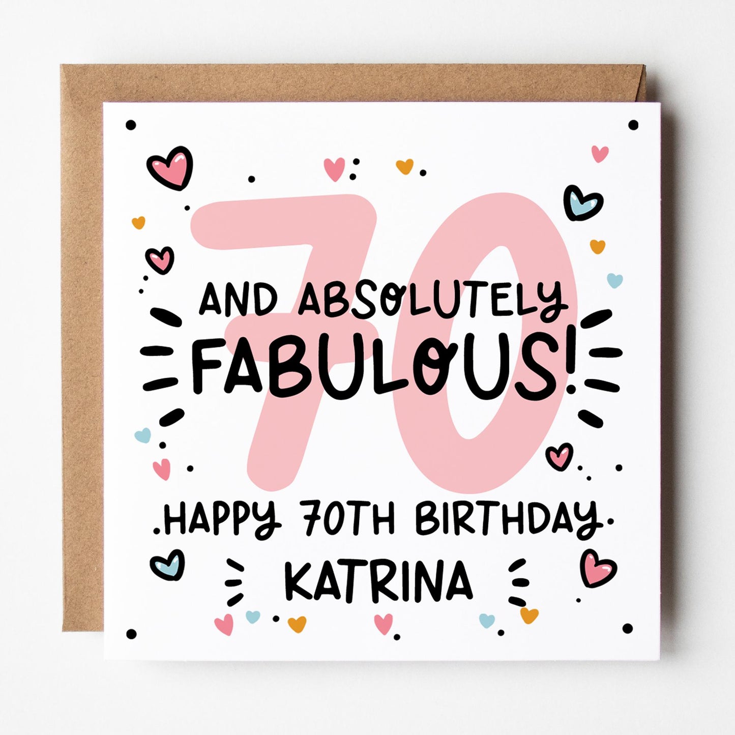 Fabulous 70th Birthday Card for Her • Personalised 70th Birthday Card • Fabulous at 70 Card