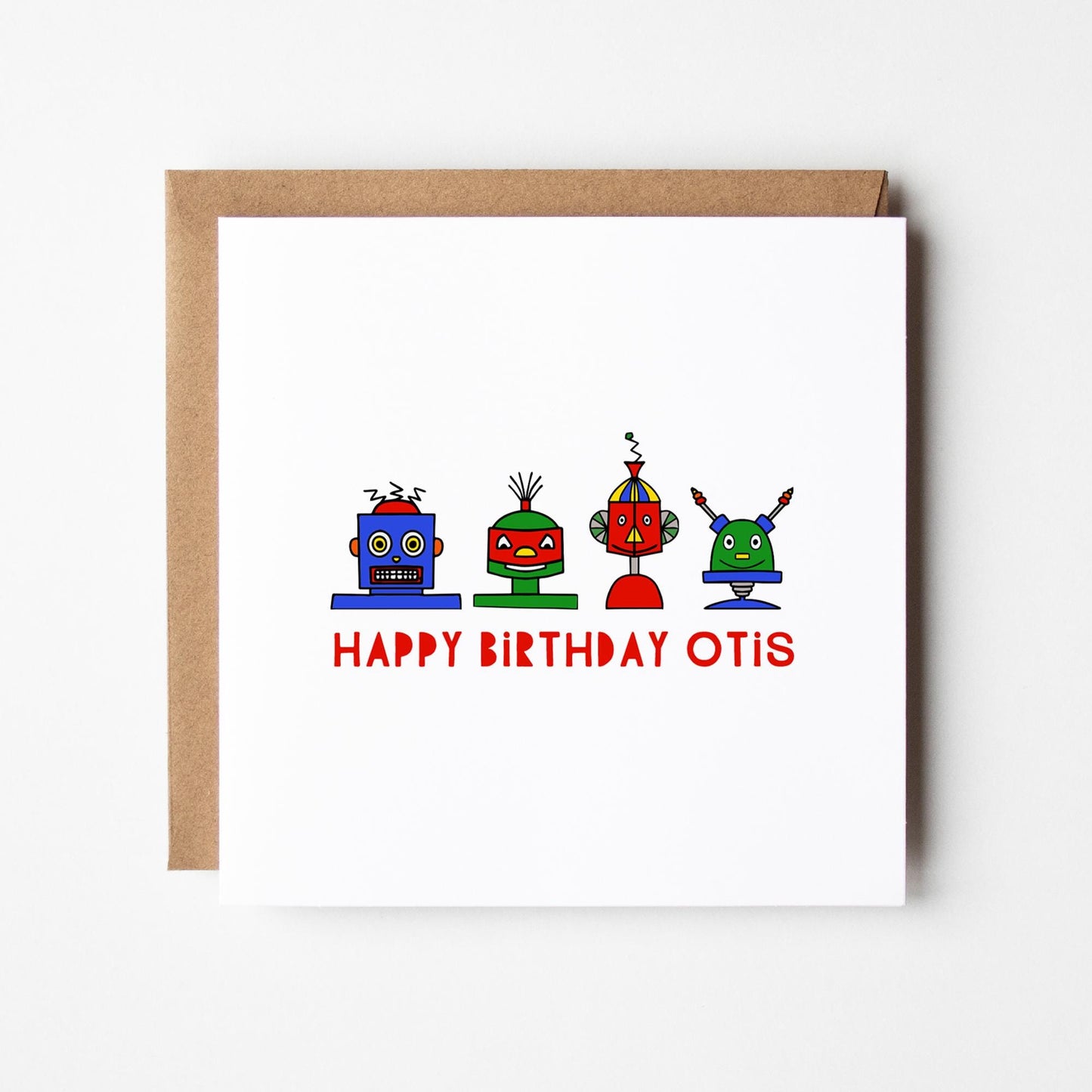 Personalised Robot Birthday Card, Custom Boys Card with Robot Design