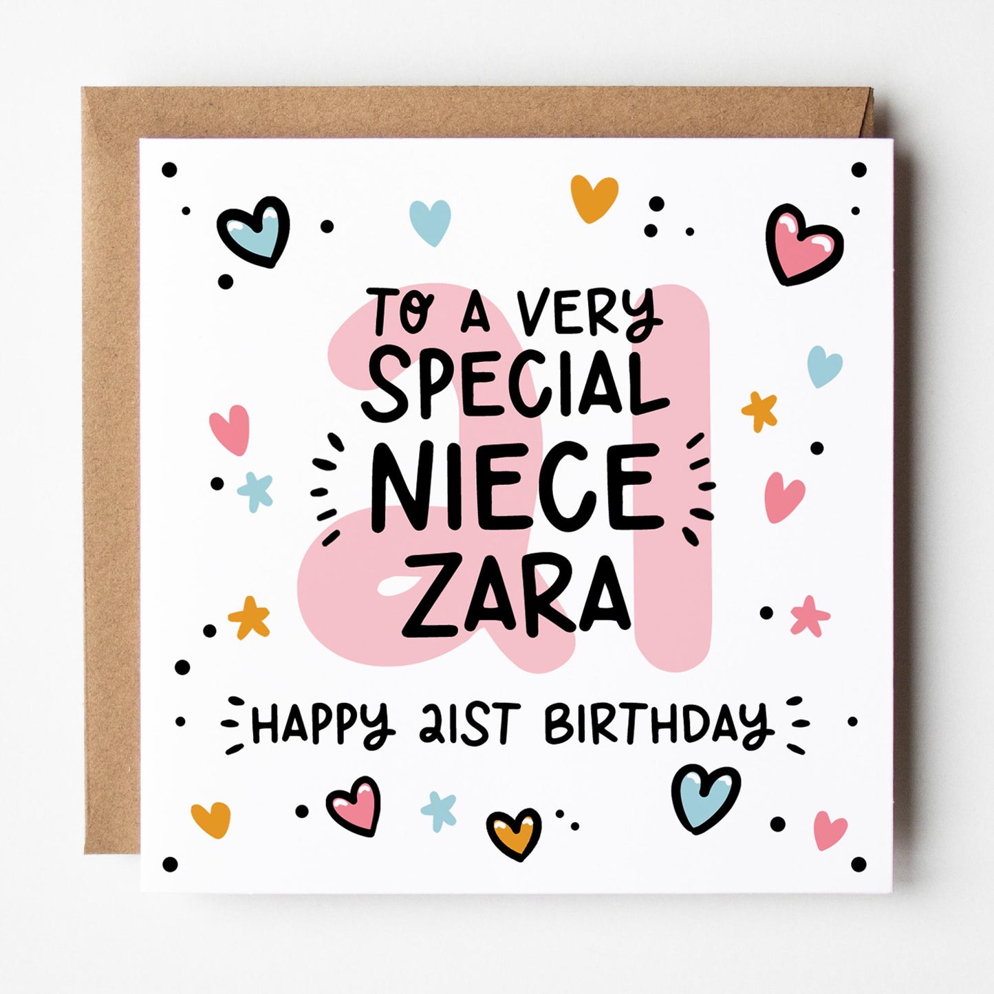 Niece 21st Birthday Card • Personalised 21st Birthday Card For Niece • Niece Birthday Card • 21 Niece