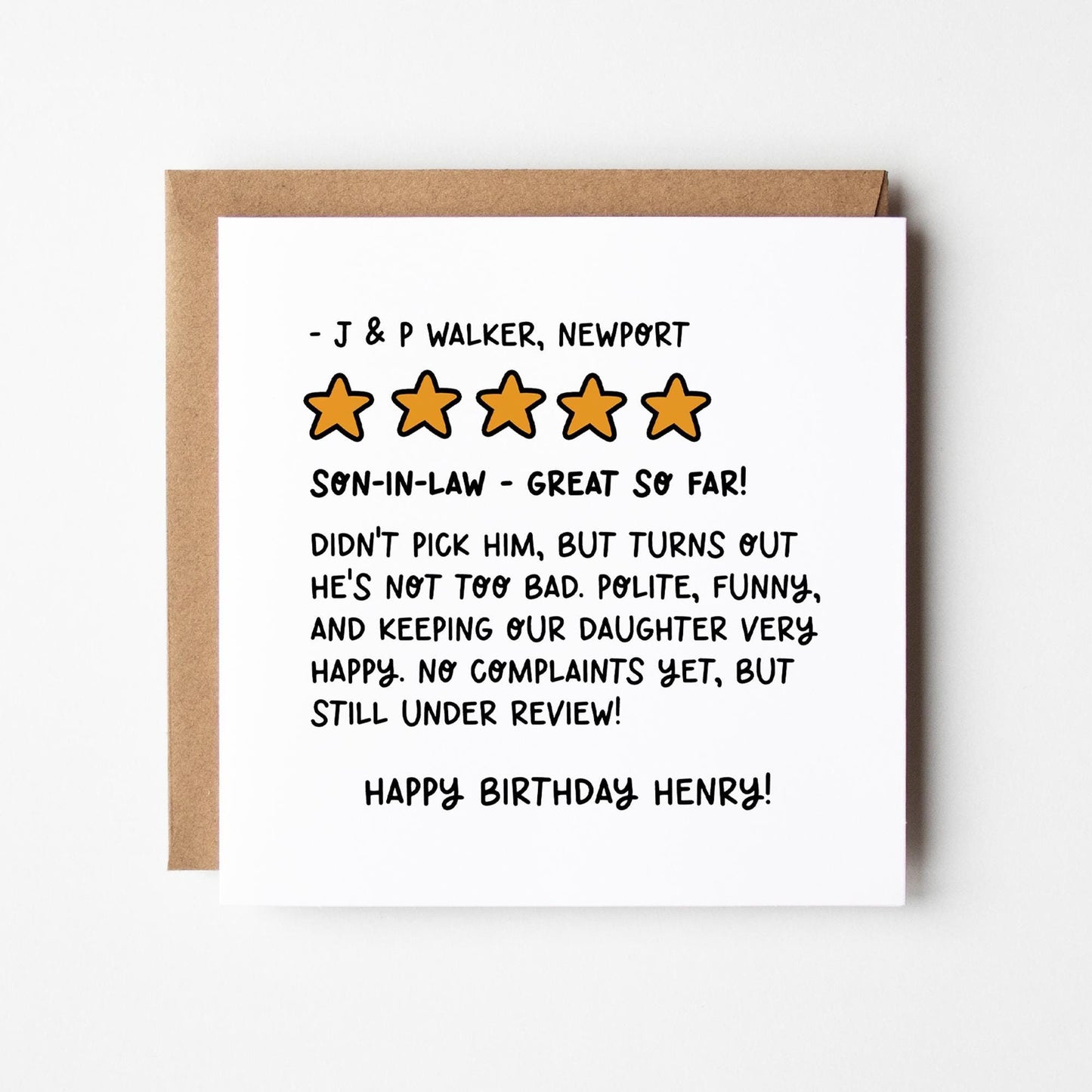 Son In Law Birthday Card • Review Birthday Card for Son-in-Law • Personalised Birthday Card for Son-In-Law • Funny Birthday Card for Him •