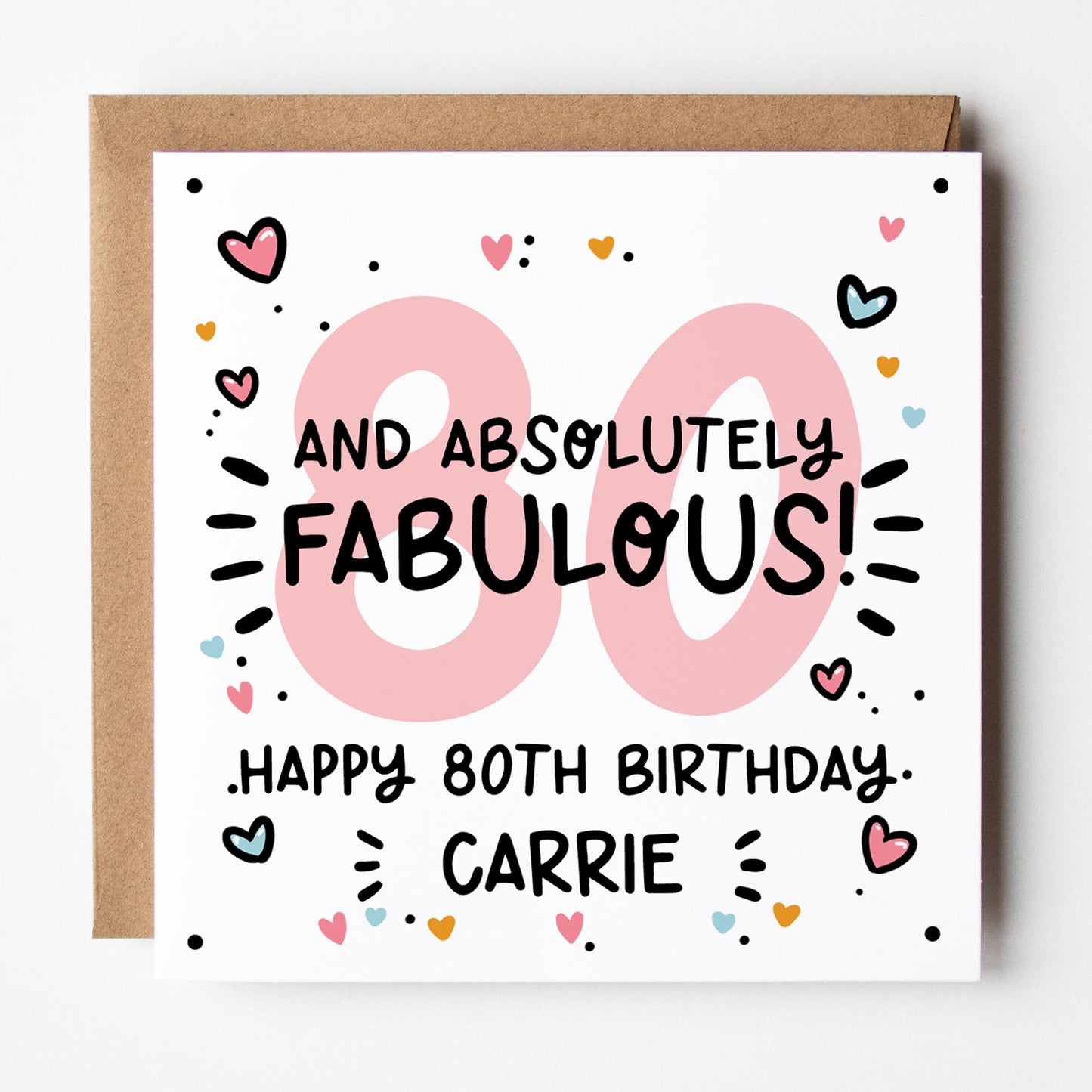 Fabulous 80th Birthday Card • Personalised 80th Birthday Card for Her • Fabulous at 80th Birthday Card