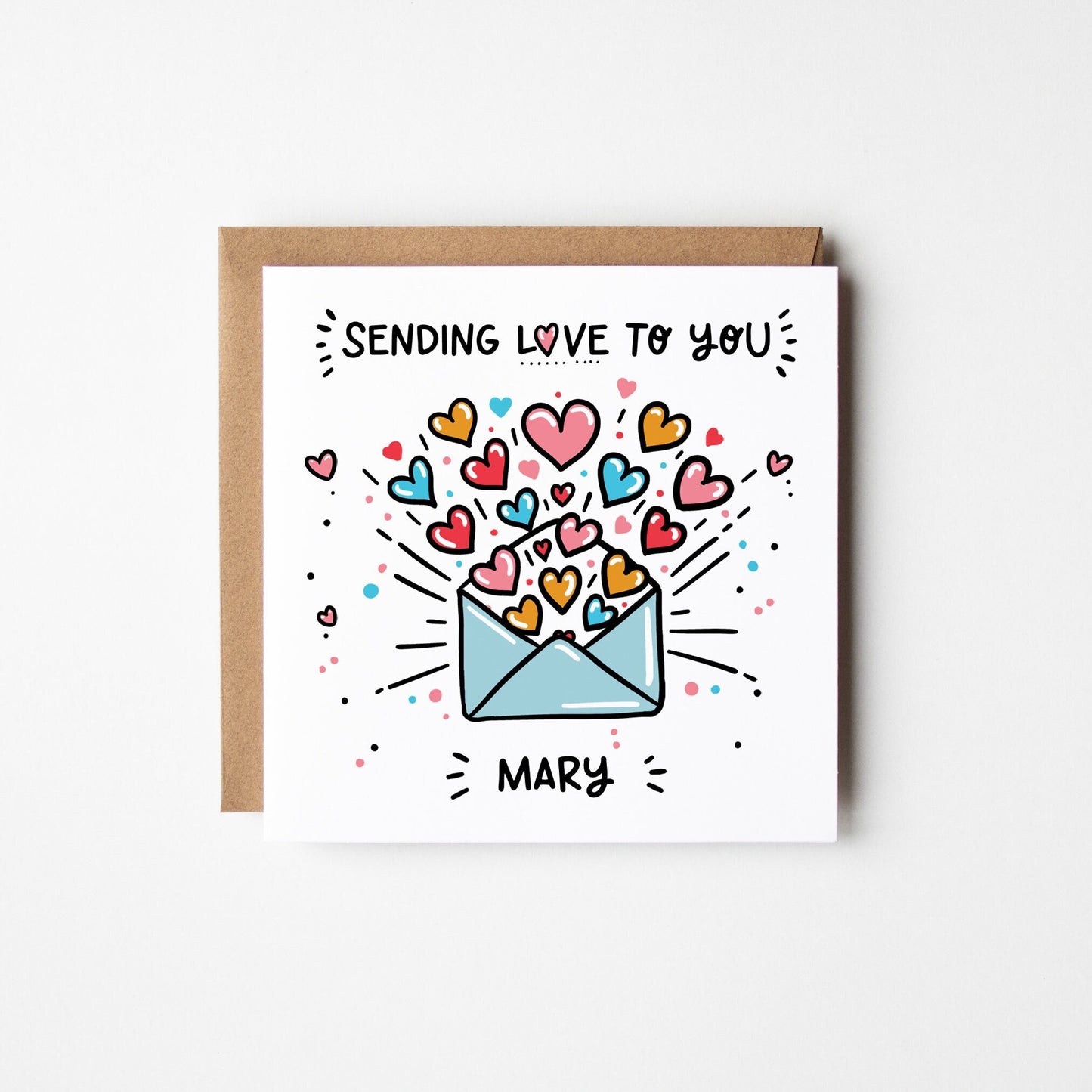 Sending Love Card • Personalised Thinking of You Card • Long Distance Relationship Card •