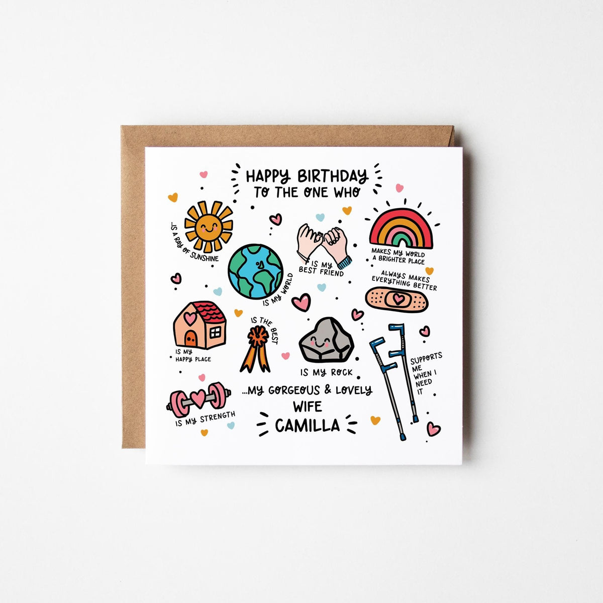 Wife Birthday Card • Personalised Birthday Card For Wife • Happy Birthday Wife • Gorgeous Wife Card •