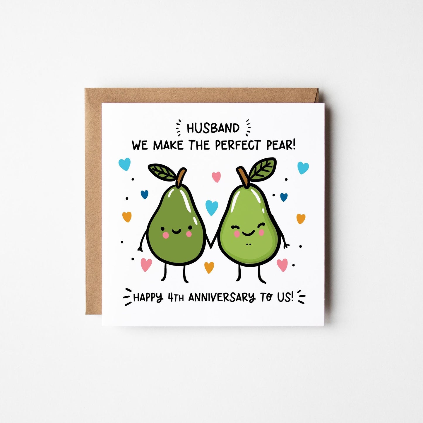 Happy 4th Anniversary Husband Card • Personalised Husband 4th Anniversary Card • 4th Anniversary Card For Him • fruit Anniversary