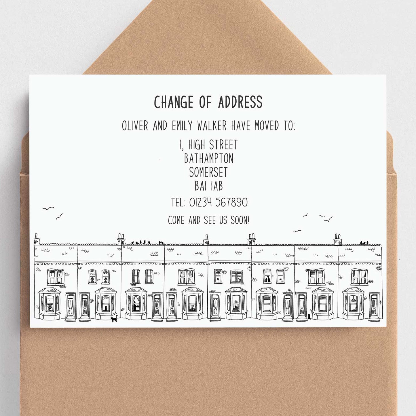Victorian Terrace Change of Address Announcements - Moving Home Cards