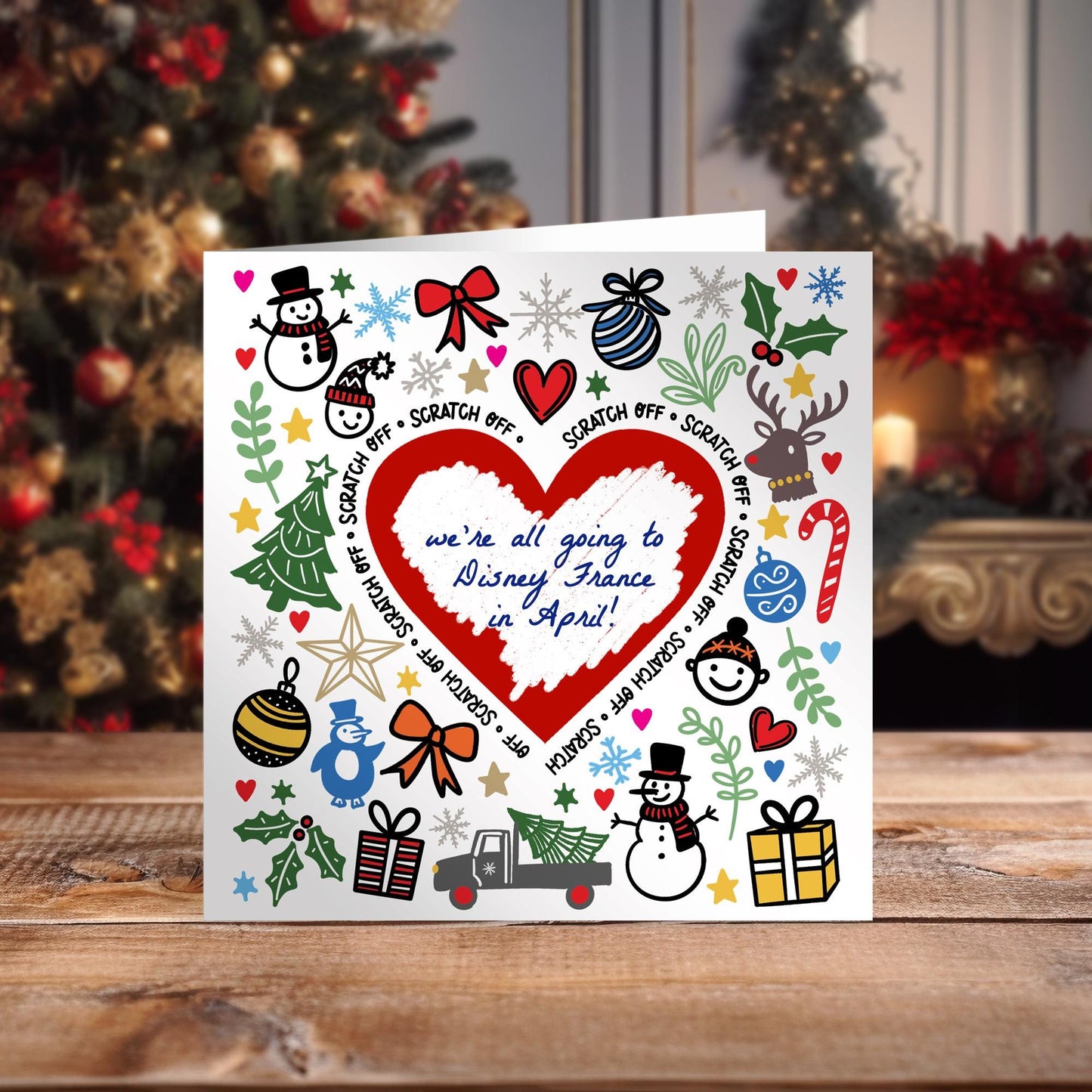 DIY Christmas Scratch Card: You write the message under the red heart.
