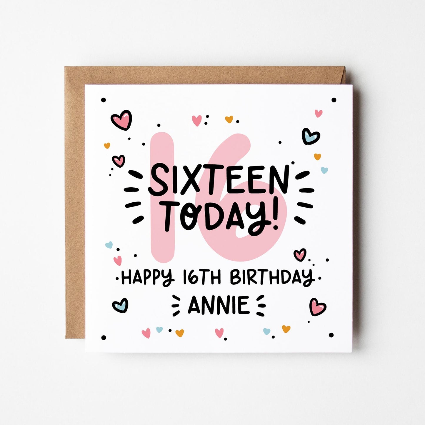 Personalised 16th Birthday Card for Girls • Birthday Number Card • Girl's Birthday Card