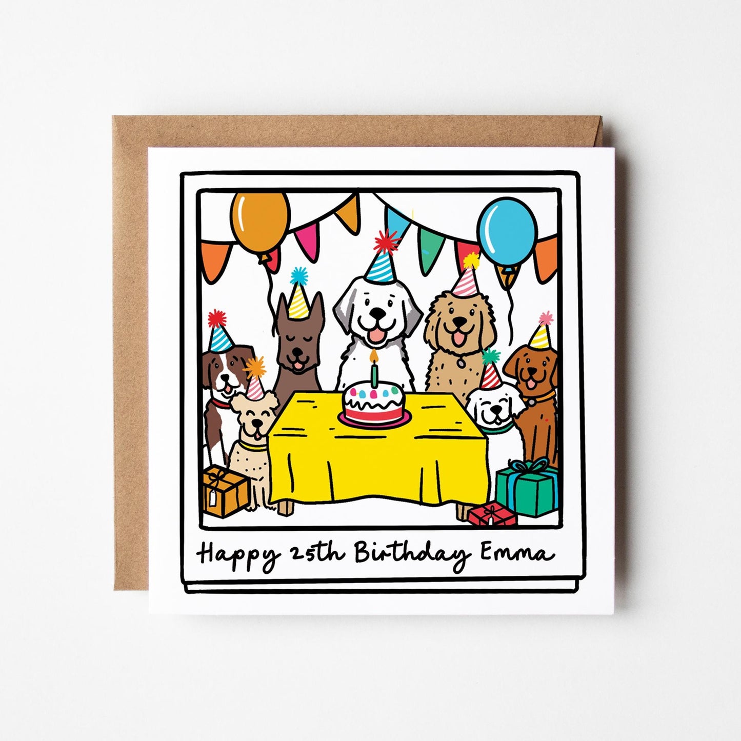 Dog Birthday Party Card • Dog Personalised Birthday Card • Dog Tea Party Card •