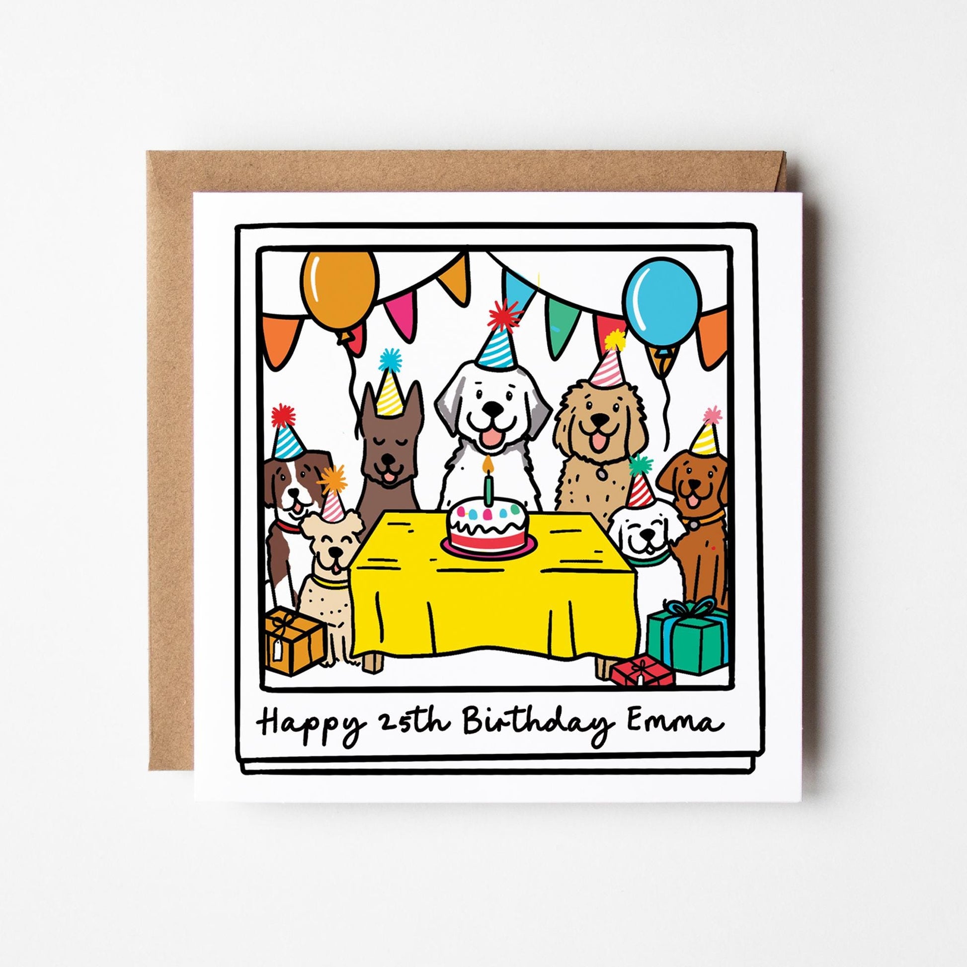 Dog Birthday Party Card • Dog Personalised Birthday Card • Dog Tea Party Card •