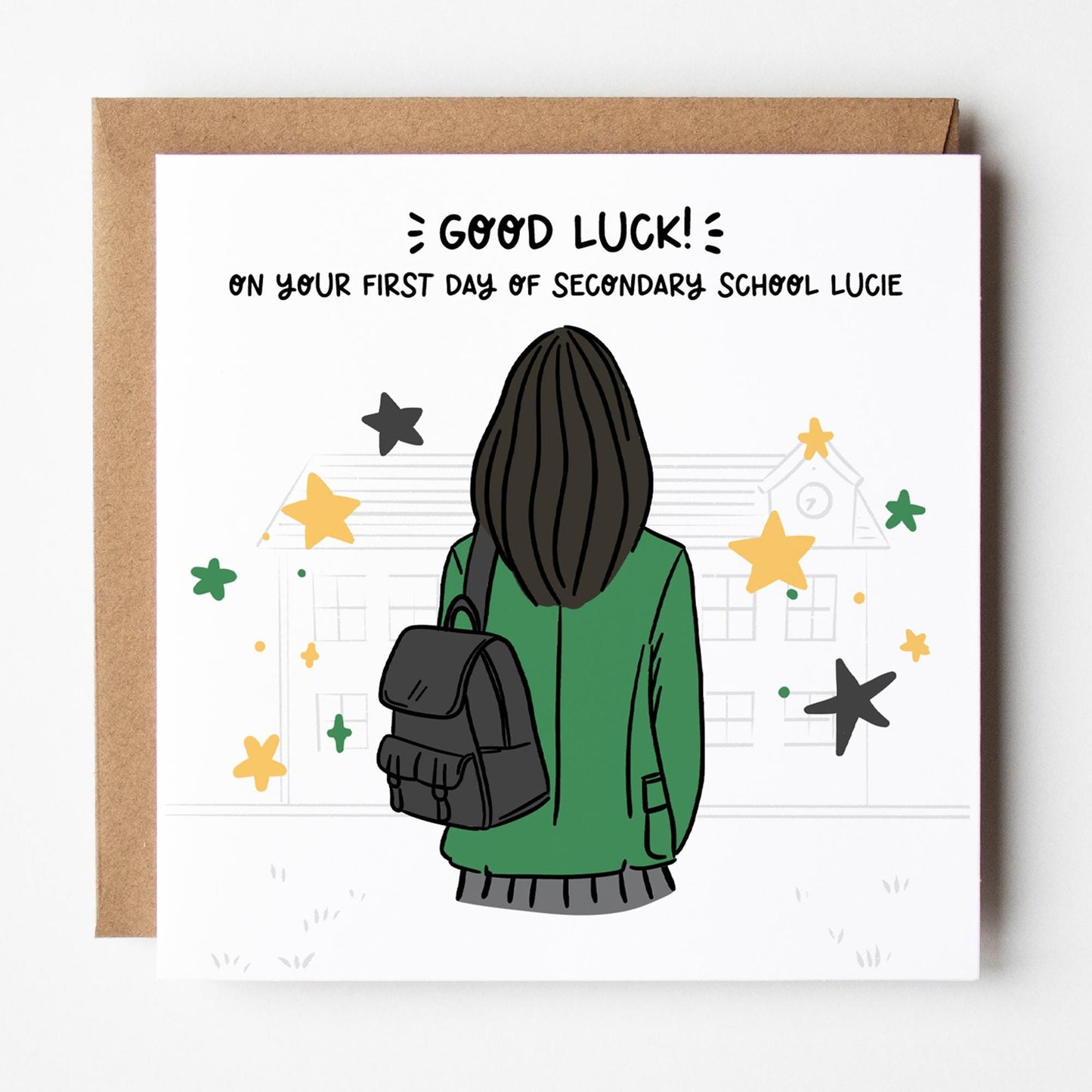 Starting Secondary School Card • Good Luck First Day of Secondary School Card for Girls