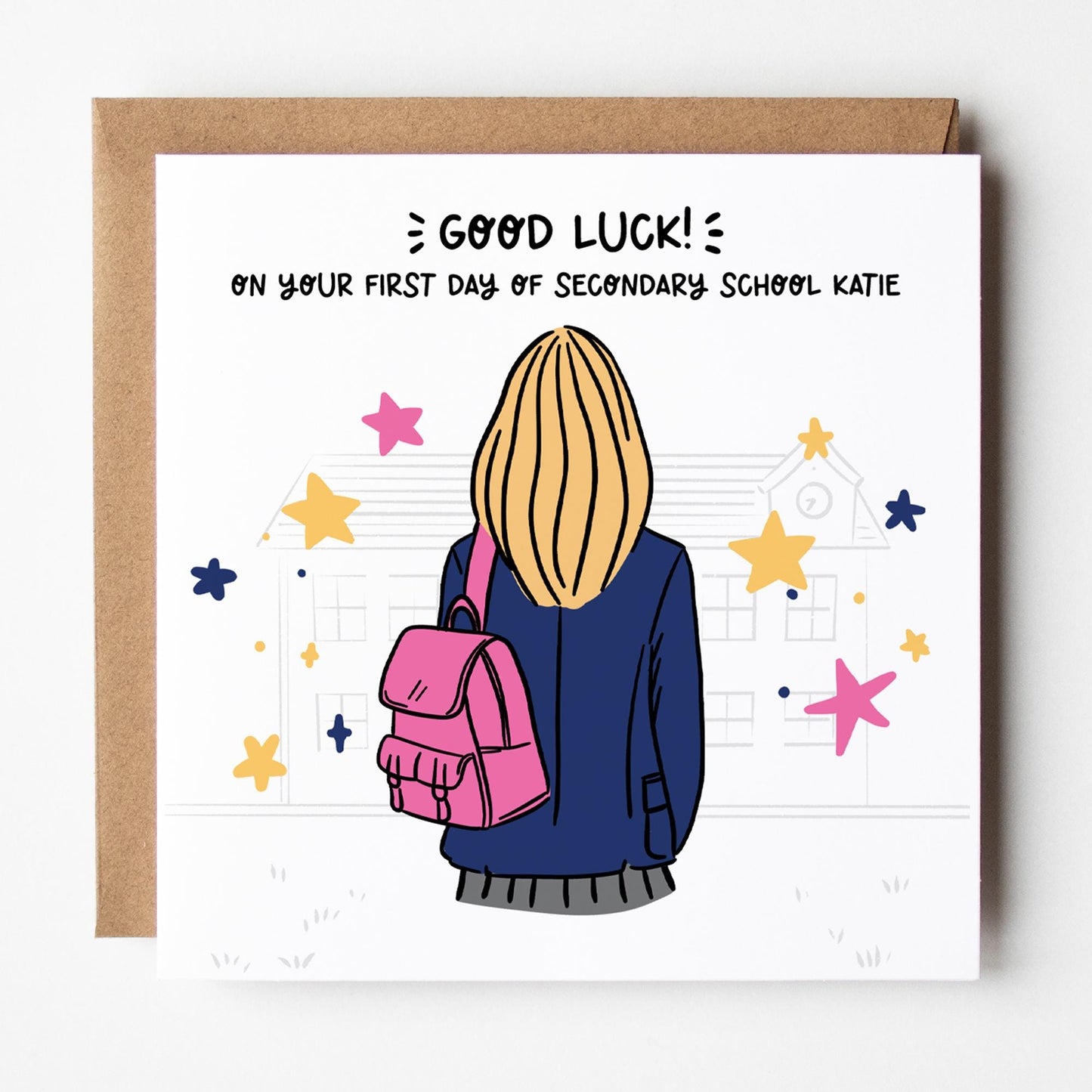 Starting Secondary School Card • Good Luck First Day of Secondary School Card for Girls