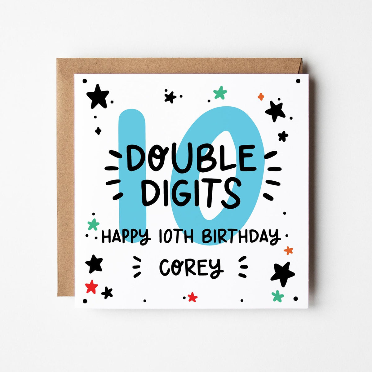 10th Birthday Card • Personalised 10th Birthday Card For Boys • 10 Today Birthday Card • Double Digits • Birthday Card for Him