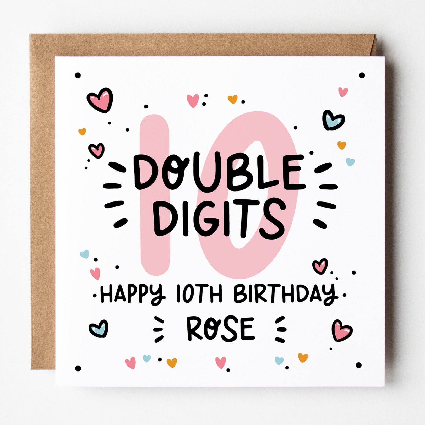 double digits 10th birthday card for girls
