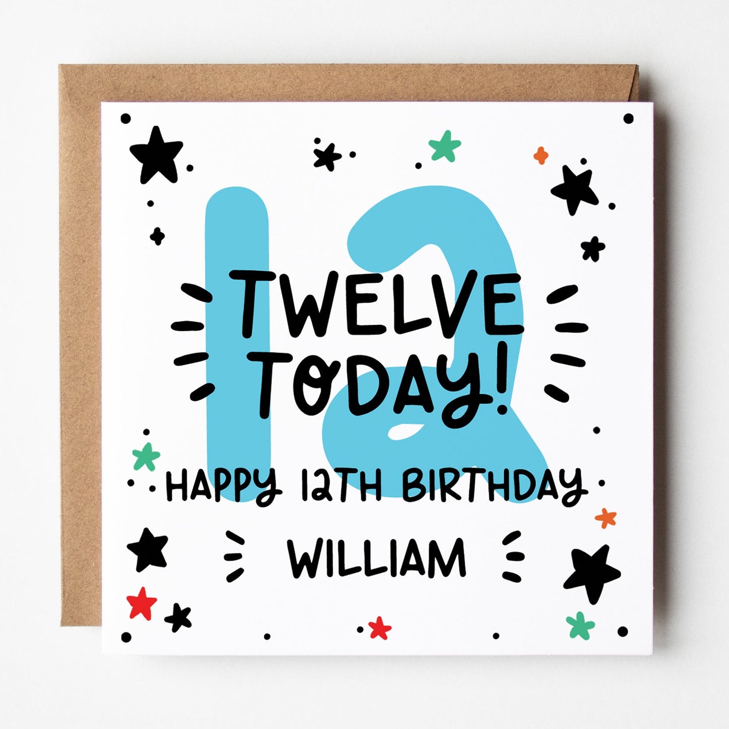 12th birthday card, for him, blue