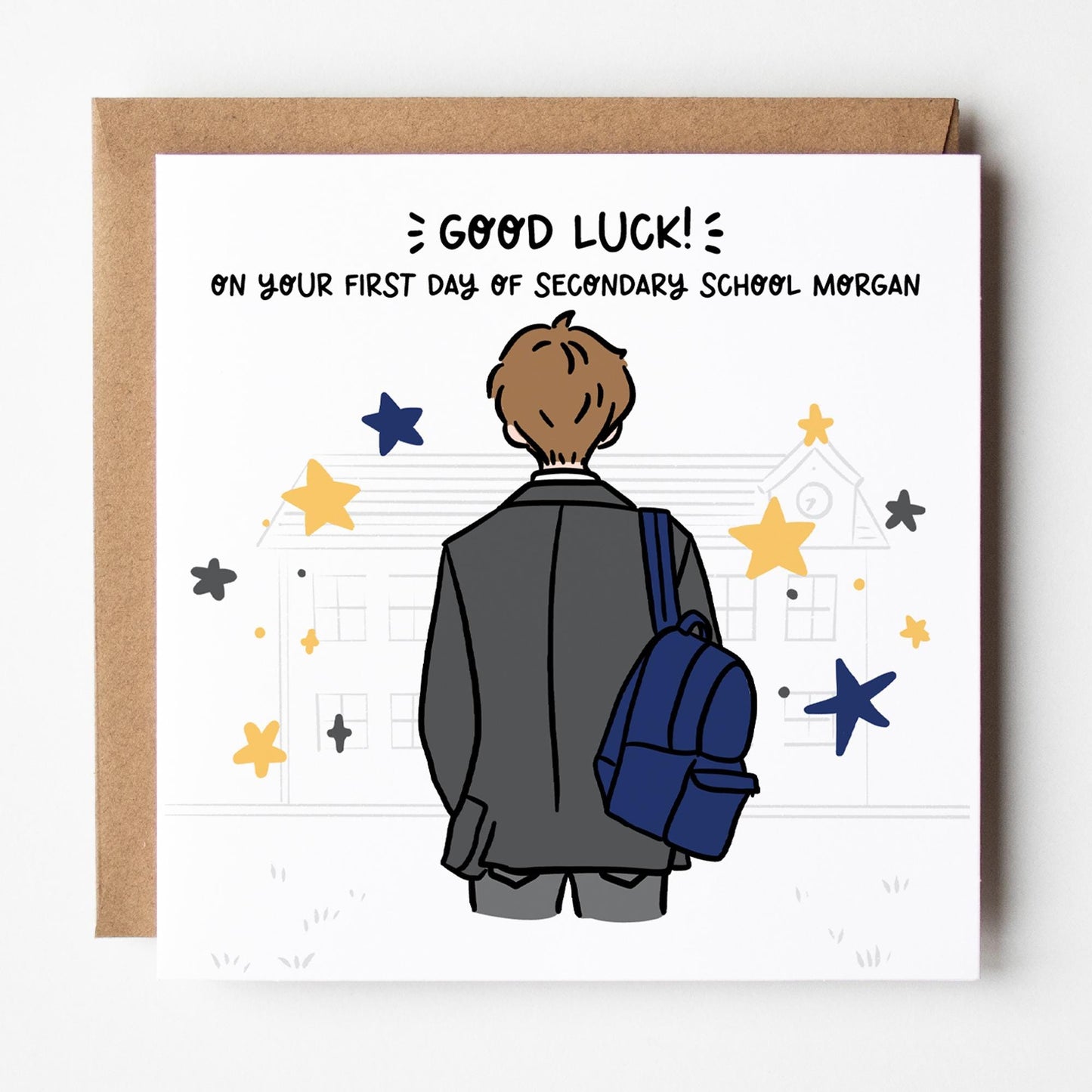 Starting Secondary School Card • Good Luck First Day of Secondary School Card for Boys