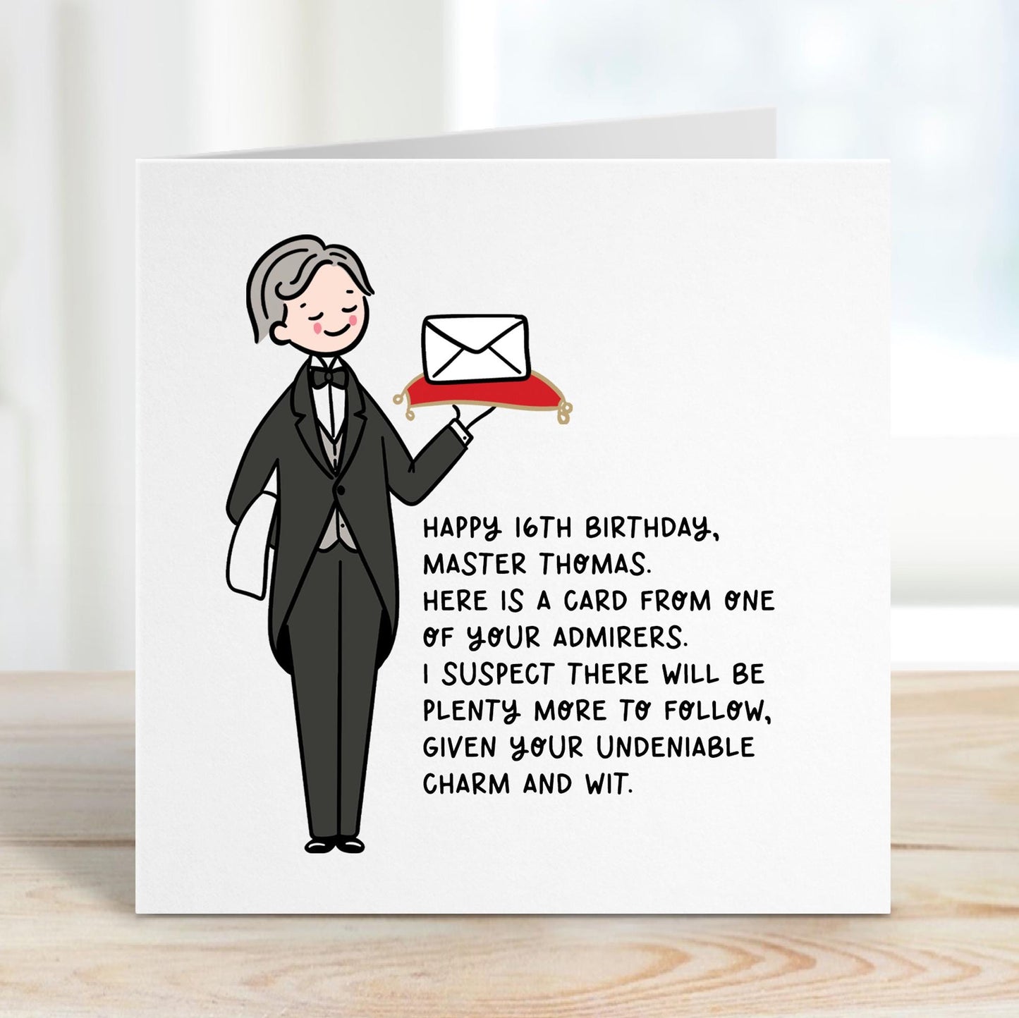 Funny 16th Birthday Card for Boys: Personalised Butler Delivery