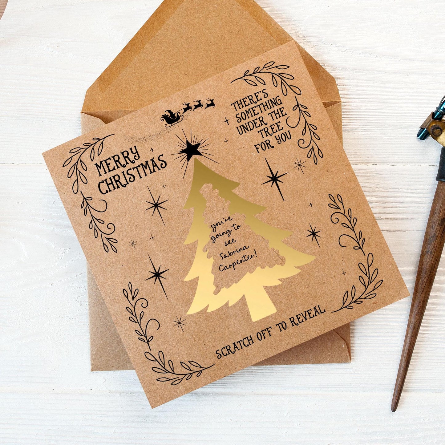 Christmas Scratch Card Rustic Kraft Card, DIY Or Ready Gift