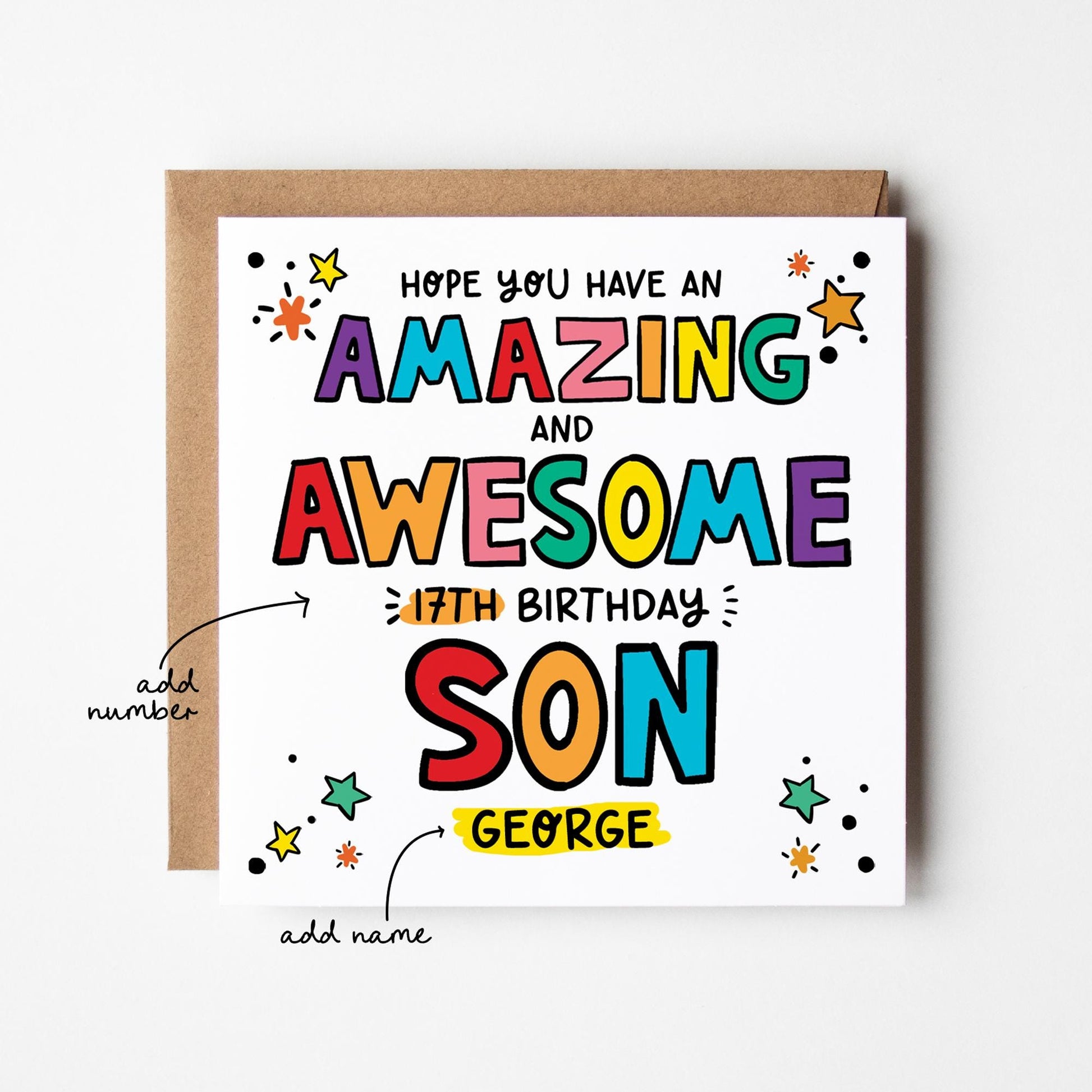 Awesome Son Birthday Card Personalised • Card for Son • Birthday Card for Him • Happy Birthday Card for Son • Son Birthday Card for Him
