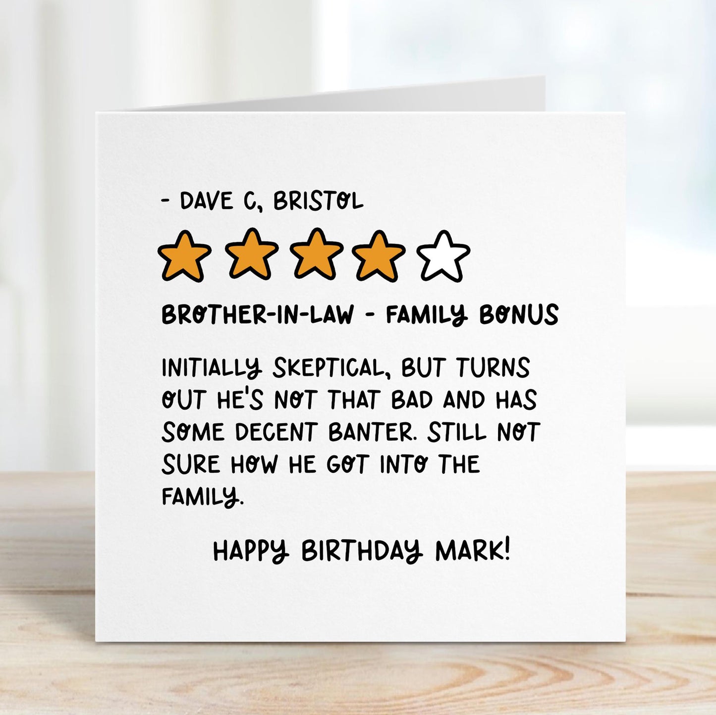 Brother In Law Birthday Card • Review Birthday Card for Brother-in-Law • Personalised Birthday Card for Brother • Funny Birthday Card •