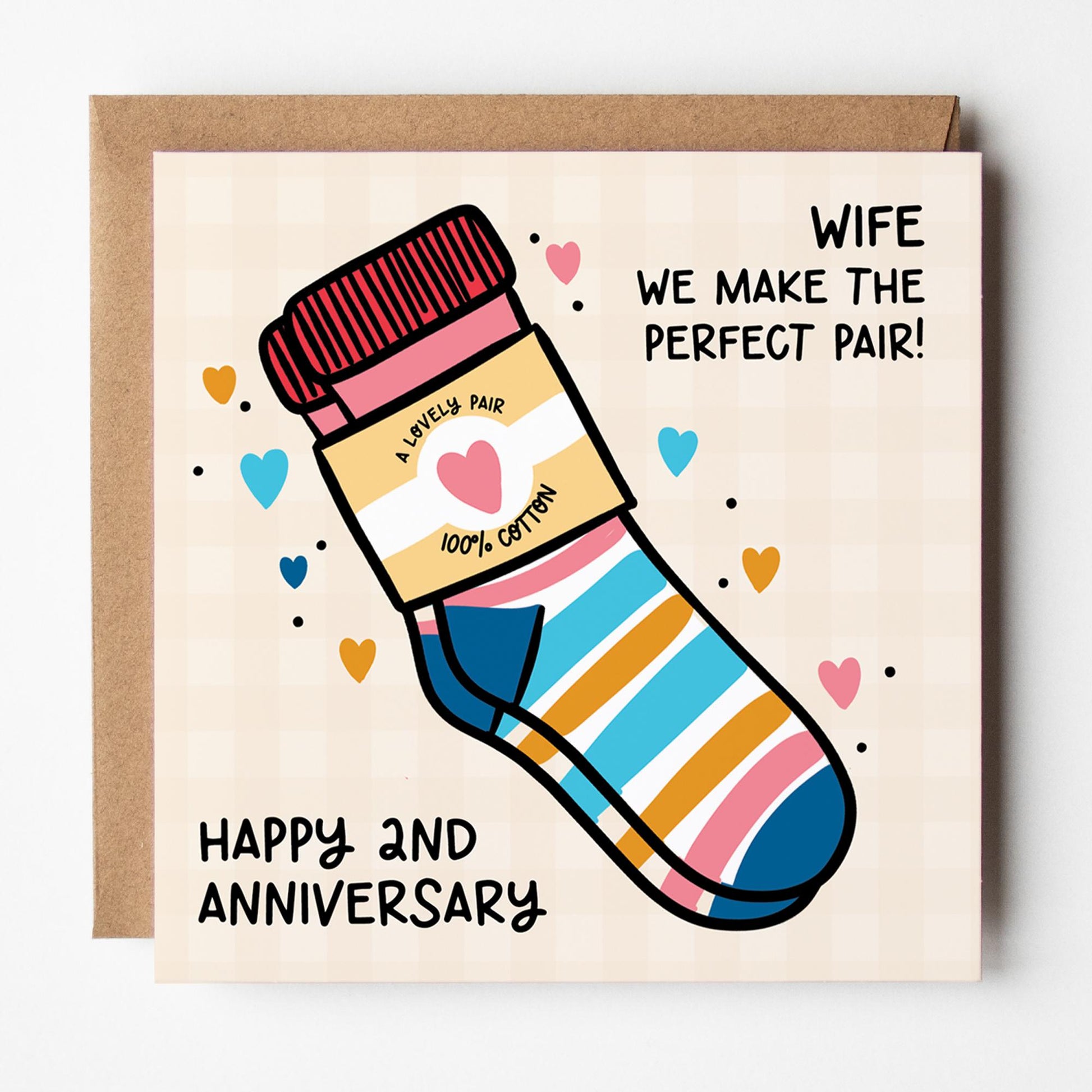 Wife 2nd Anniversary Card • Happy 2nd Anniversary Wife Card • 2nd Anniversary Card For Wife • Cotton Anniversary