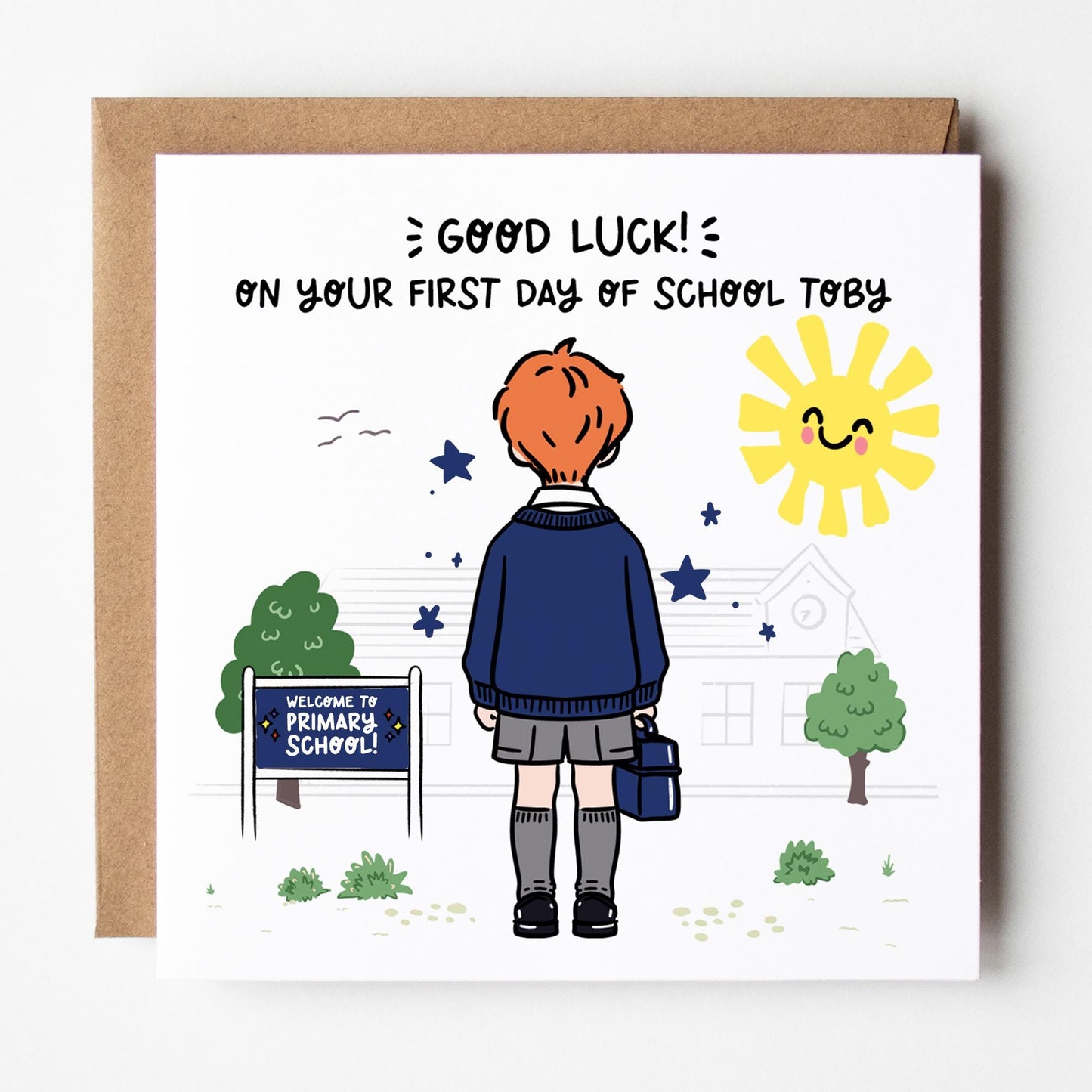 Boy First Day of School Card • Custom Primary School Starter Card for Boys • Good Luck Starting School Card • Starting Big School Card