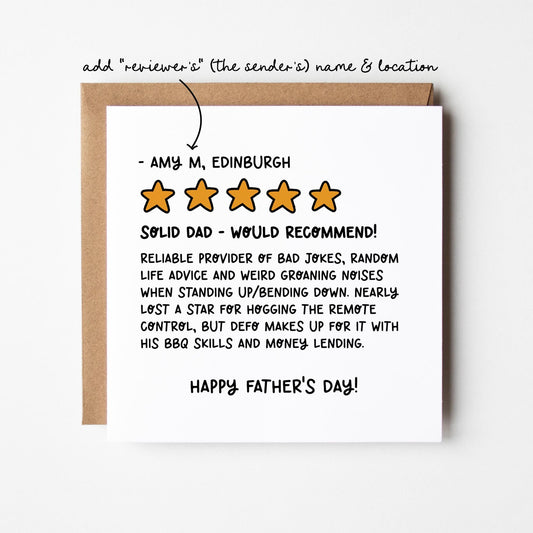 Father's Day Card • Funny Father's Day Card 5 Star Review • Card For Father's Day •