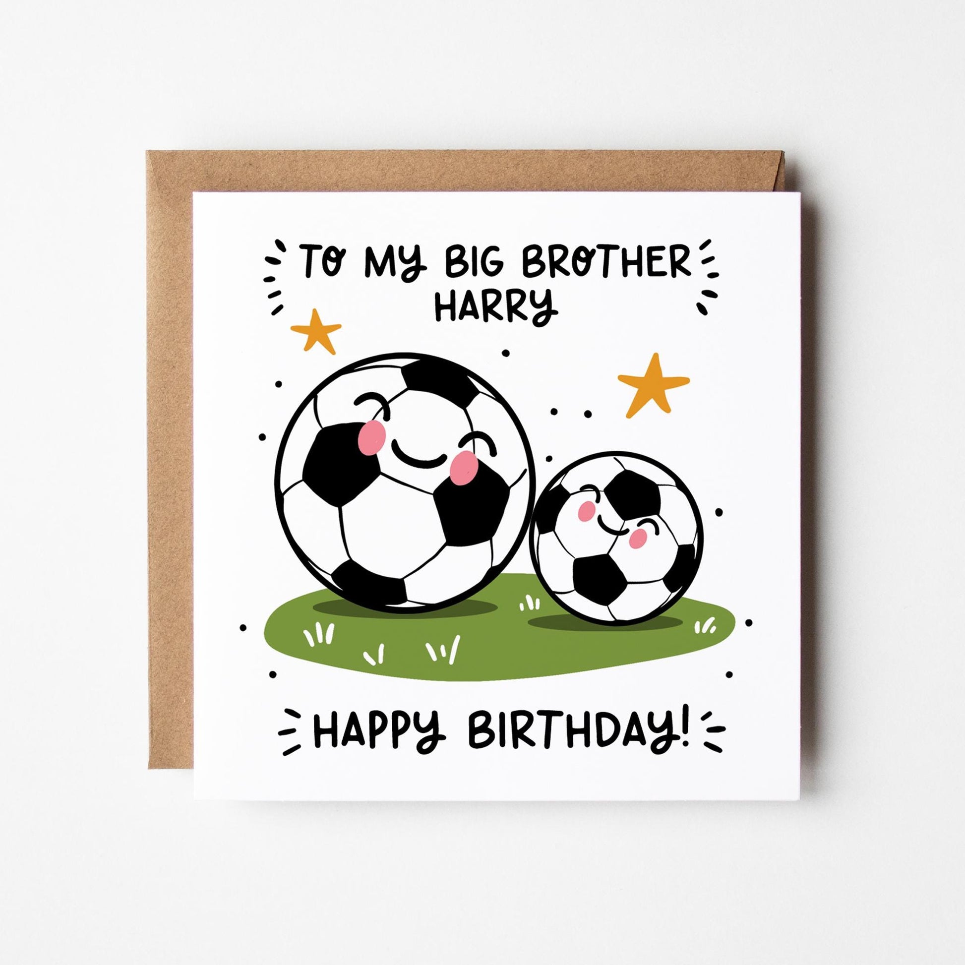 Big Brother Birthday Card • Personalised Football Big Brother Card • Happy Birthday Big Brother Card • Best Big Brother Card