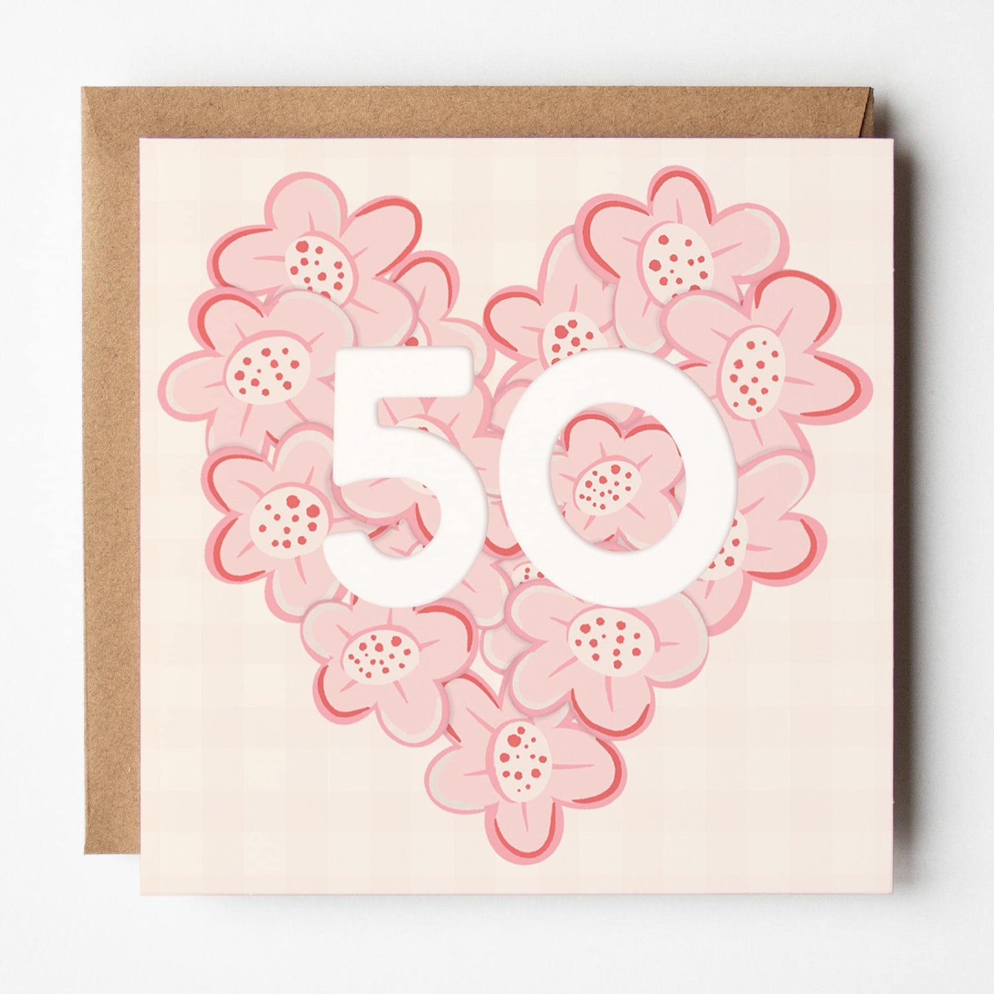 50th Birthday Card for Her; with Kraft envelope