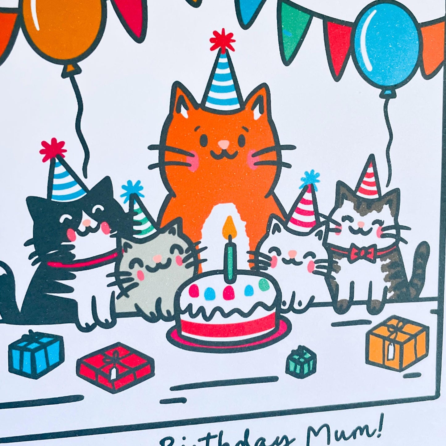 Cat Birthday Party Card: For Cat Lover, Personalised, with Krafte Envelope
