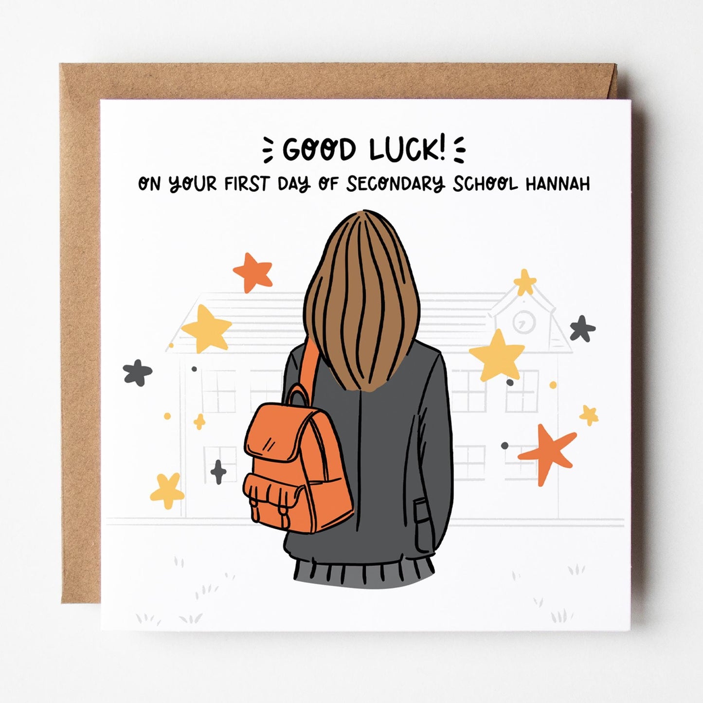 Starting Secondary School Card • Good Luck First Day of Secondary School Card for Girls