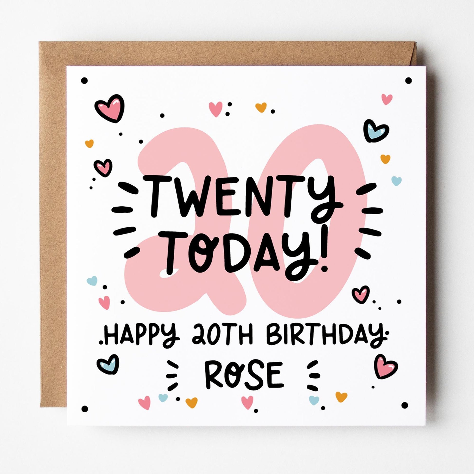 20th Birthday Card for Her • Personalised 20th Birthday Card • Daughter • Friend • Cousin • Sister • Fabulous at 20 Birthday Card
