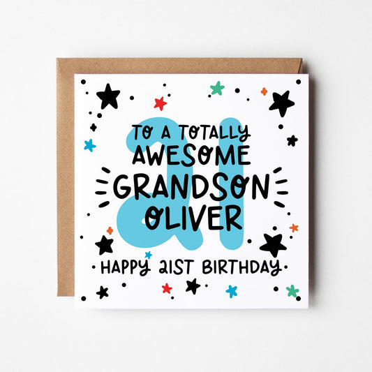 Personalised 21st Birthday Card for Grandson