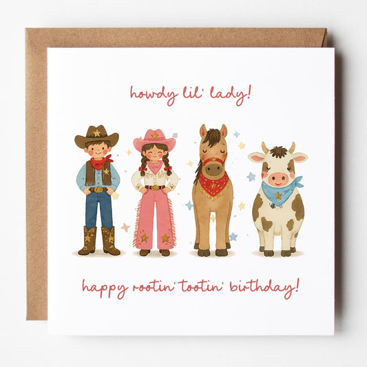 cowgirl birthday card for her