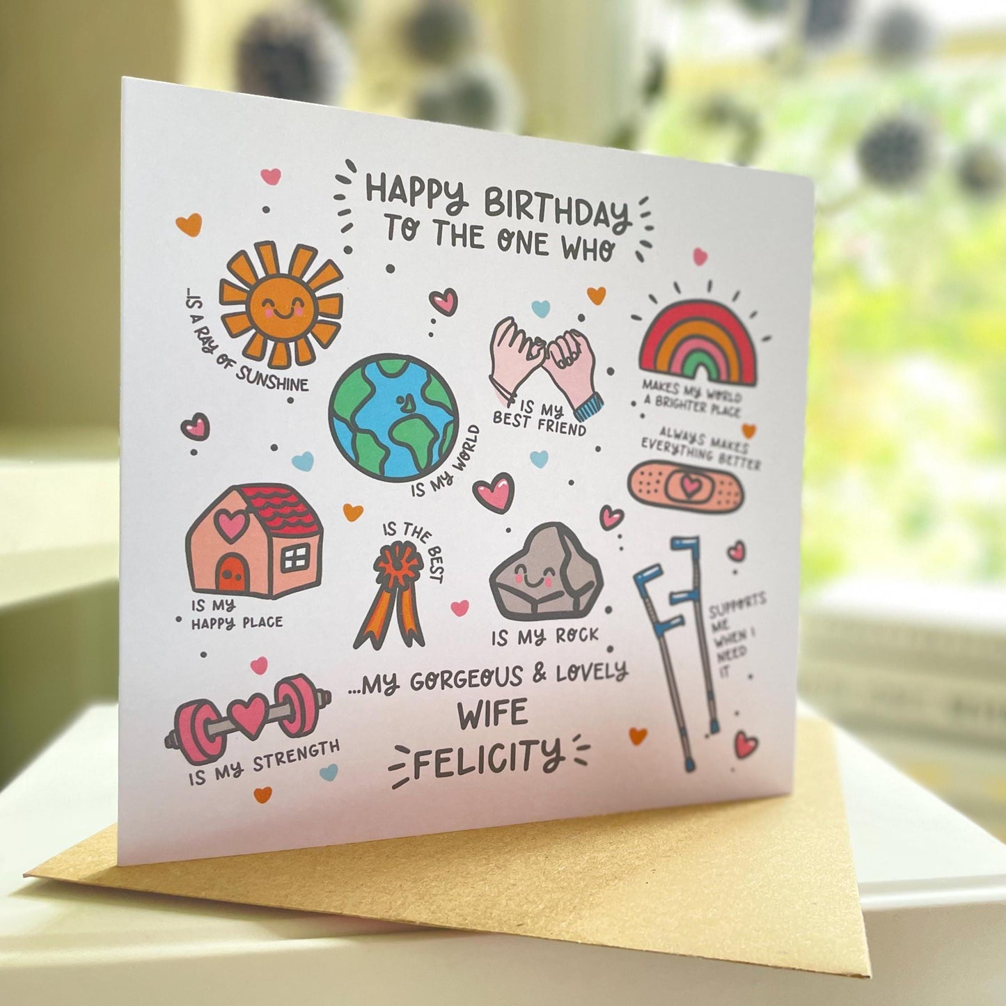 Wife Birthday Card • Personalised Birthday Card For Wife • Happy Birthday Wife • Gorgeous Wife Card  •
