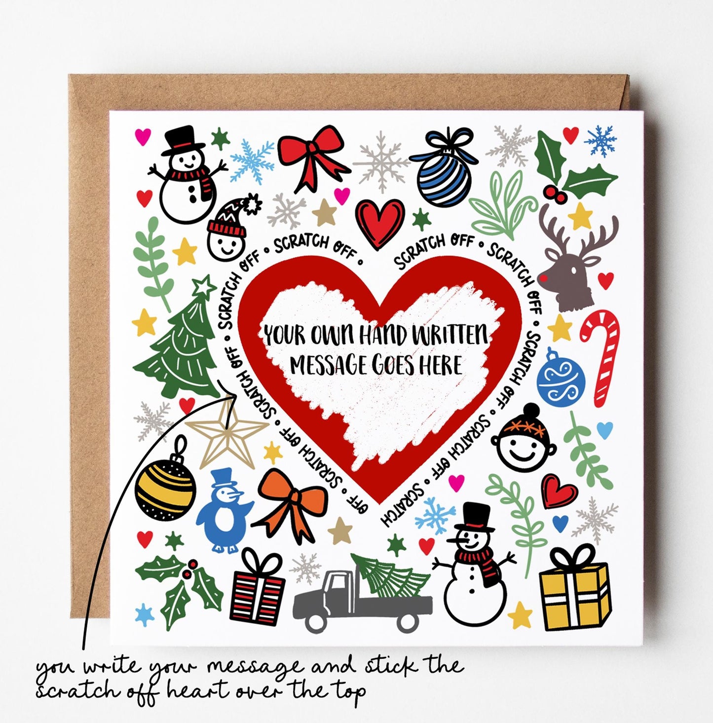 DIY Christmas Scratch Card: You write the message under the red heart.
