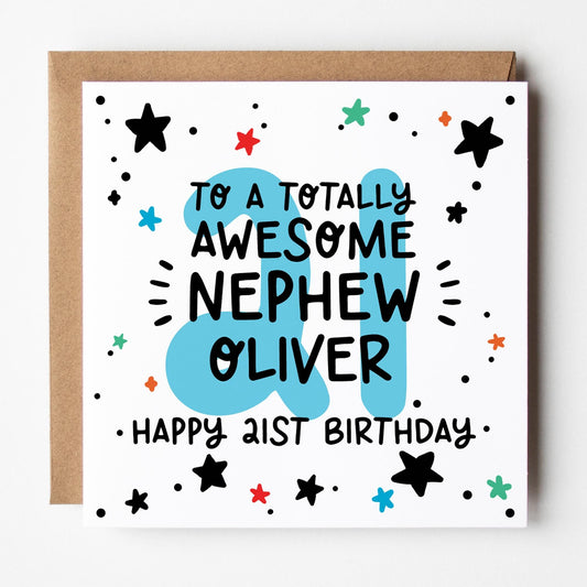 Nephew 21st Birthday Card • Personalised 21st Birthday Card For Nephew • Nephew Birthday Card • 21 Nephew