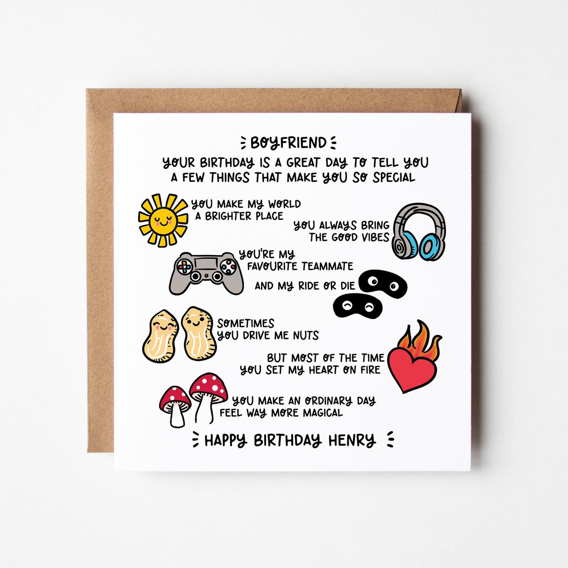 Funny Boyfriend Birthday Card • Cute Birthday Card for Him • Quirky Relationship Card • Birthday Card for Boyfriend