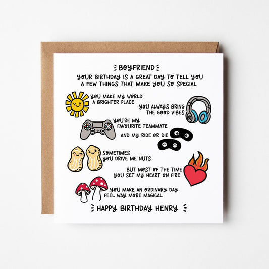Funny Boyfriend Birthday Card • Cute Birthday Card for Him • Quirky Relationship Card • Birthday Card for Boyfriend