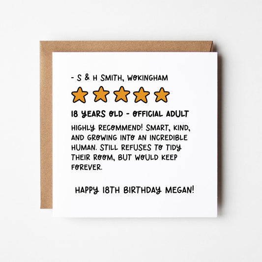 18th Birthday Card • Review Card Personalised 18th Card • 18th Card Son • 18th Card Daughter • 18th Birthday for Him • 18th Birthday for Her