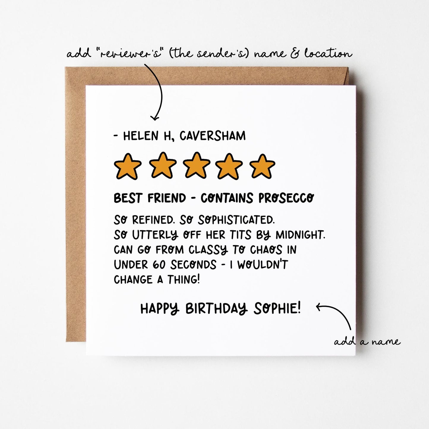 Funny Best Friend Birthday Card • Personalised Bestie Birthday Card • Birthday Card for Best Friend • Prosecco Loving Friend Card