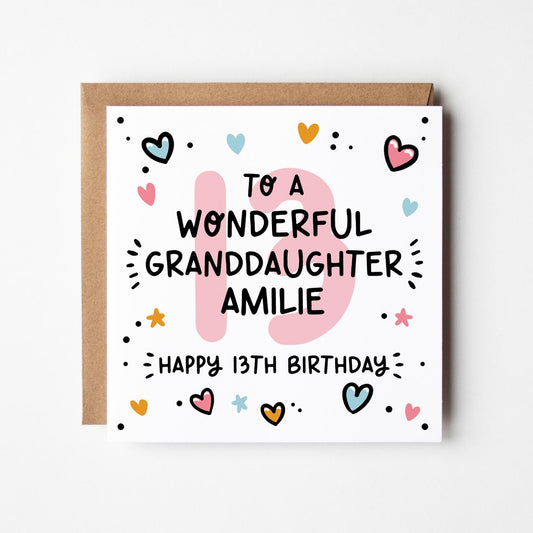 Granddaughter 13th Birthday Card • Personalised 13th Birthday Card For Granddaughter • 13 Today Granddaughter Birthday Card • Granddaughter