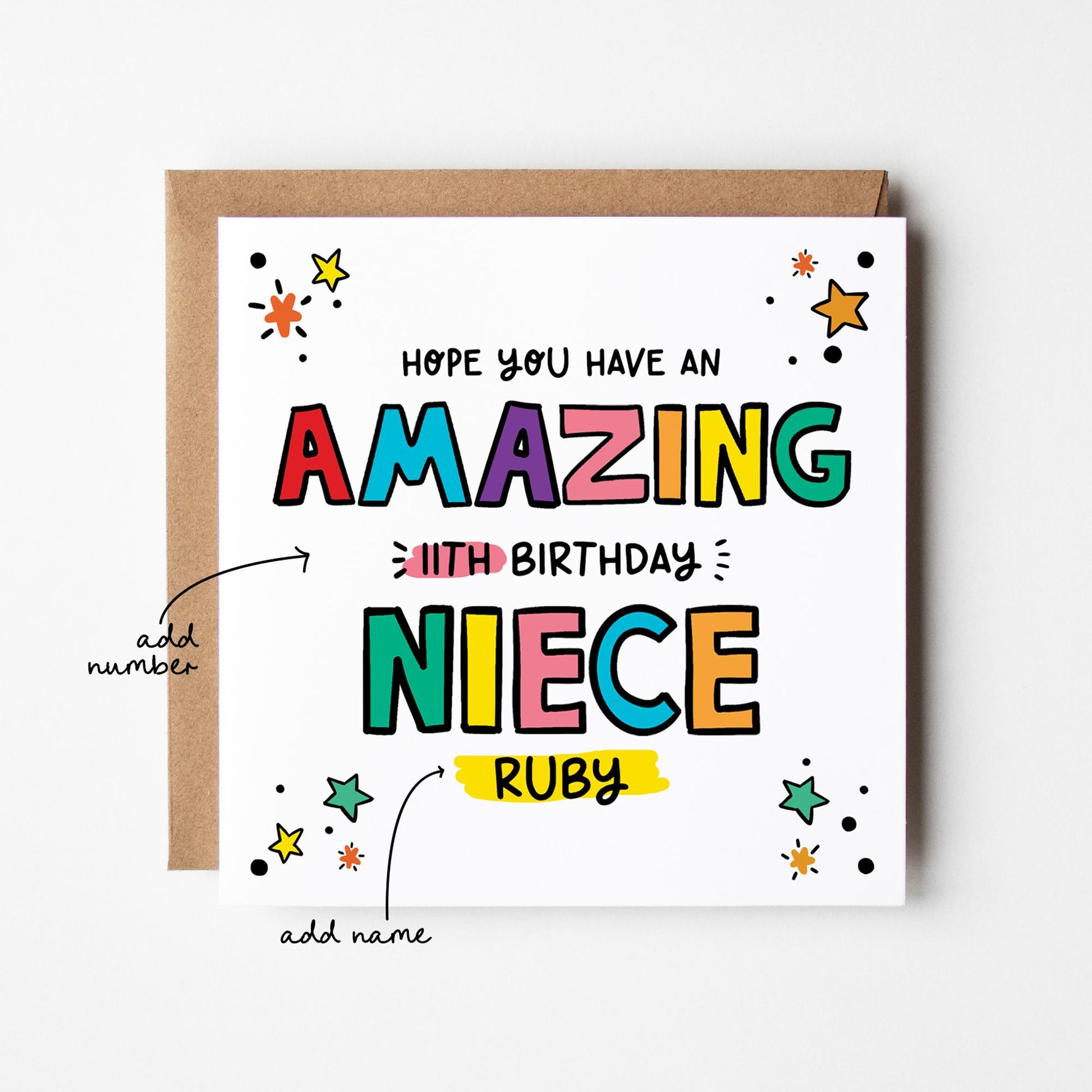 Amazing Niece Birthday Card • Birthday Number Card for Niece • Birthday Card For Niece • Birthday Card •