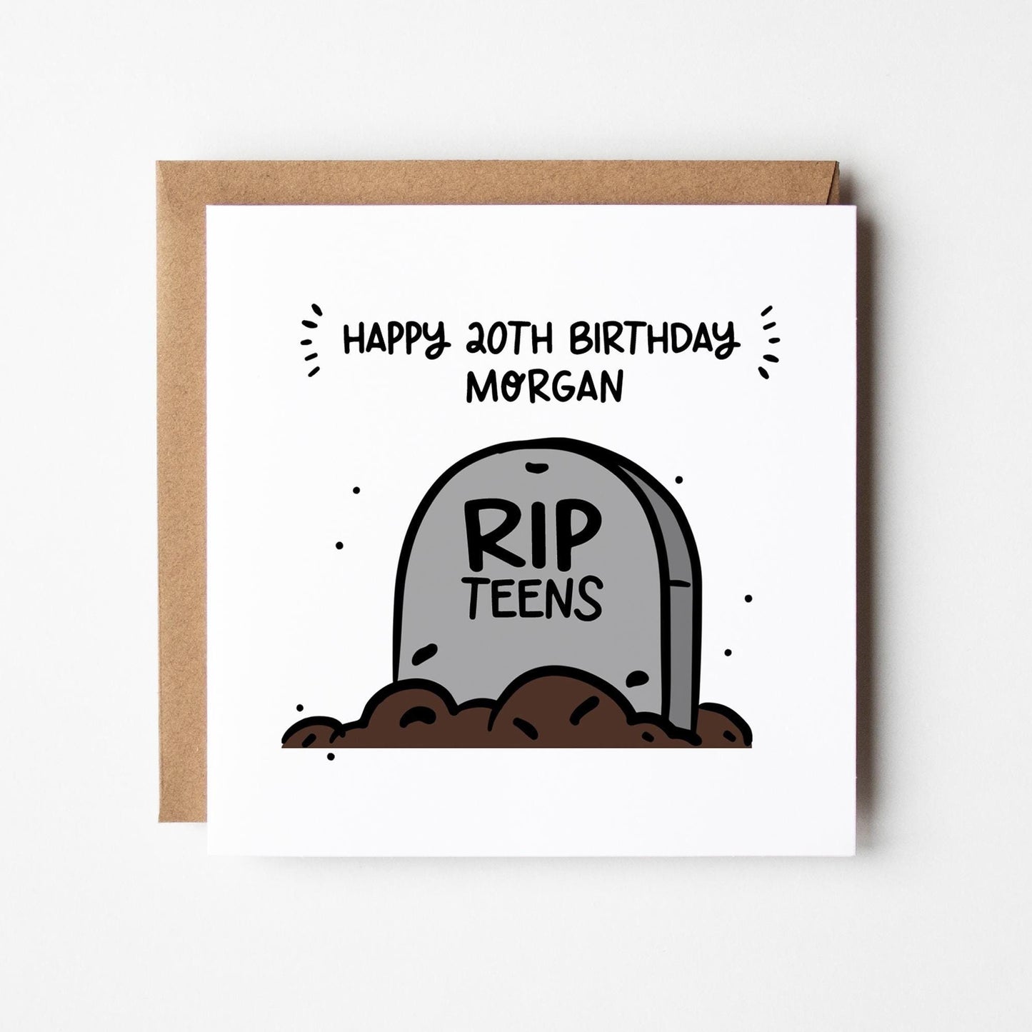 RIP Teens 20th Birthday Card • Personalised Funny 20th Birthday Card • Son • Daughter • Brother • Nephew • Cousin • Friend • Niece