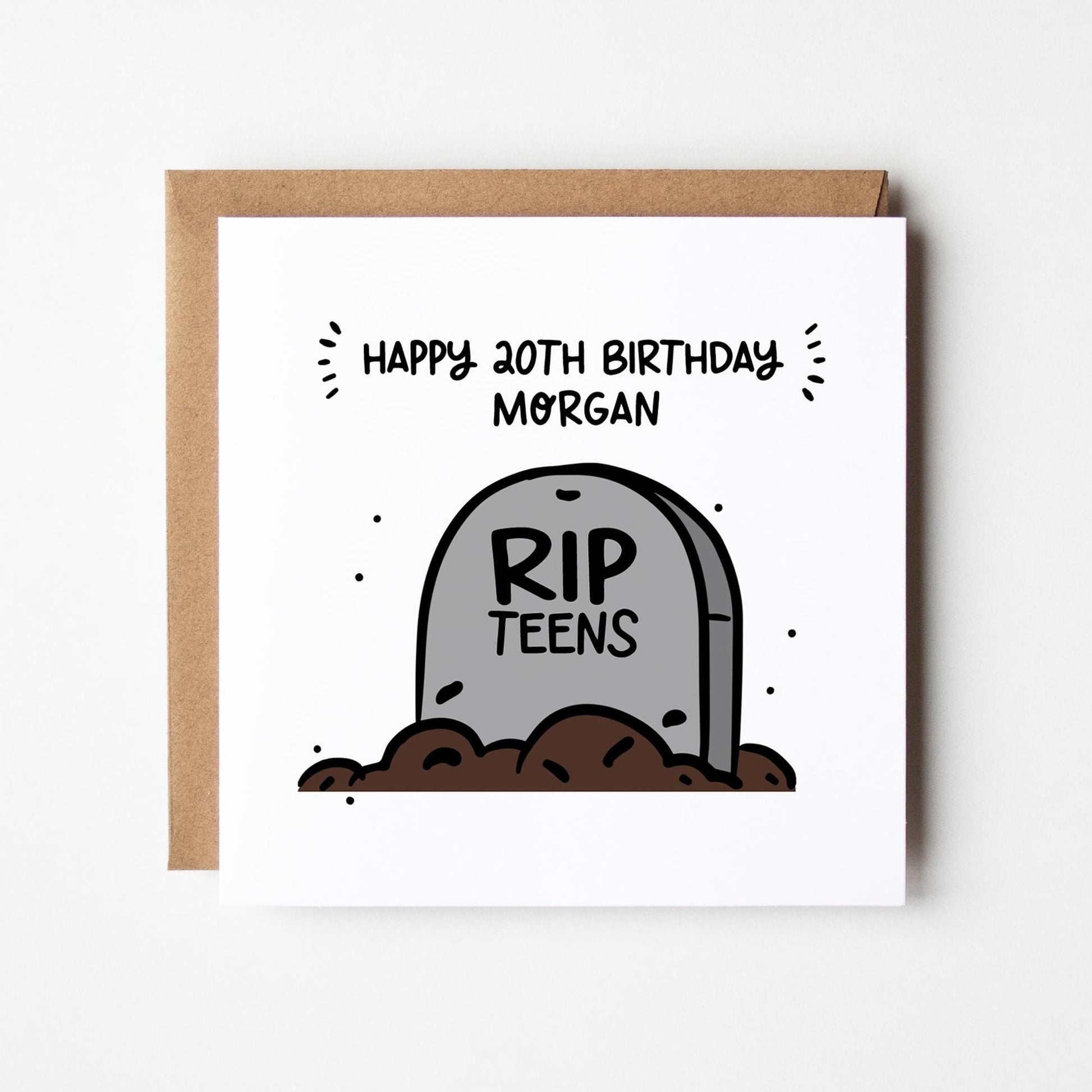 RIP Teens 20th Birthday Card • Personalised Funny 20th Birthday Card • Son • Daughter • Brother • Nephew • Cousin • Friend • Niece